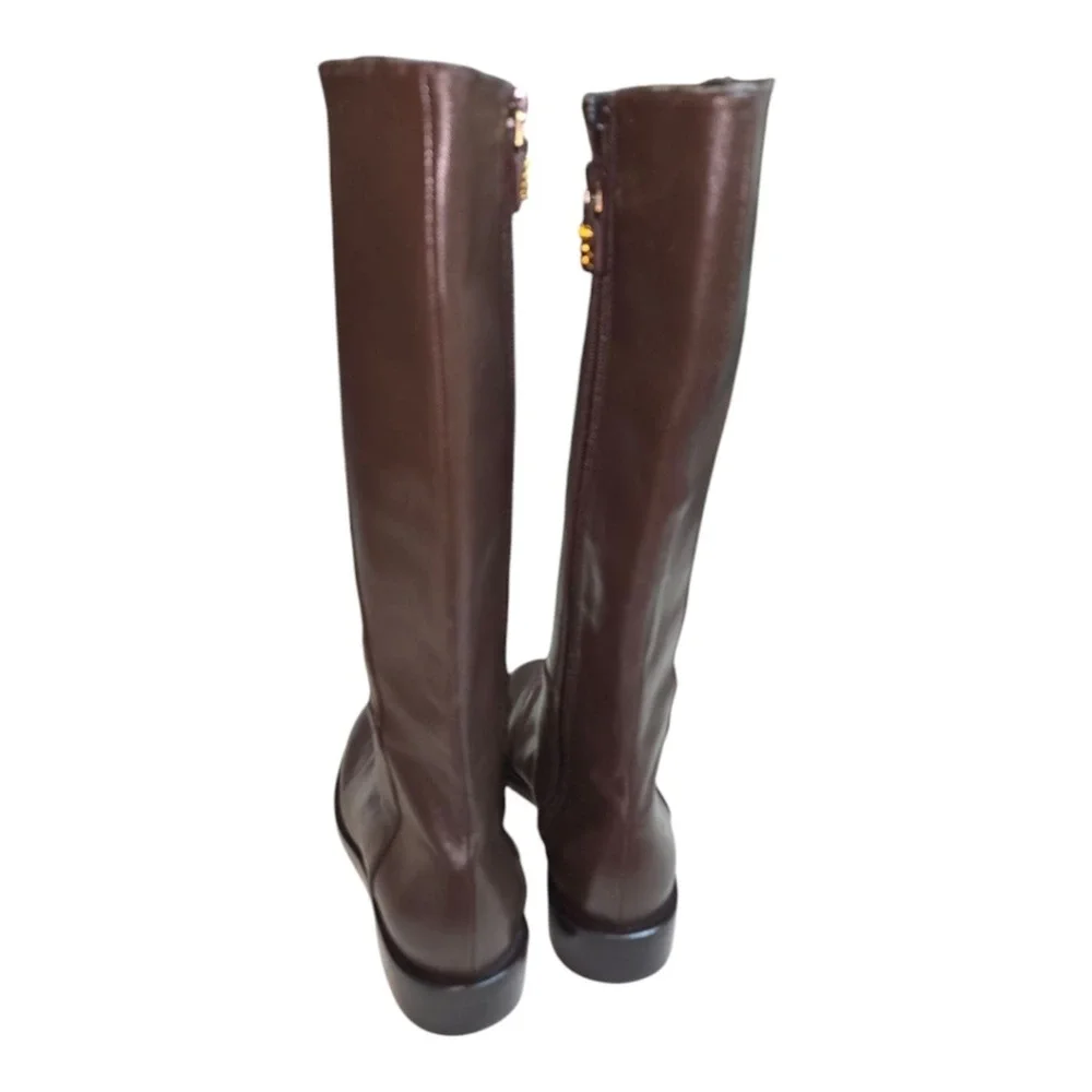 Stuart Weitzman Keelan Zip LEATHER Boot Style Color Walnut brown Sz 5.5‎ new